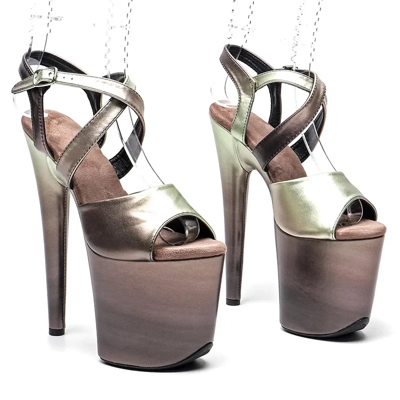 

Model Shows Wome Fashion 20CM/8inches PU Upper Platform Sexy High Heels Sandals Pole Dance Shoes 300