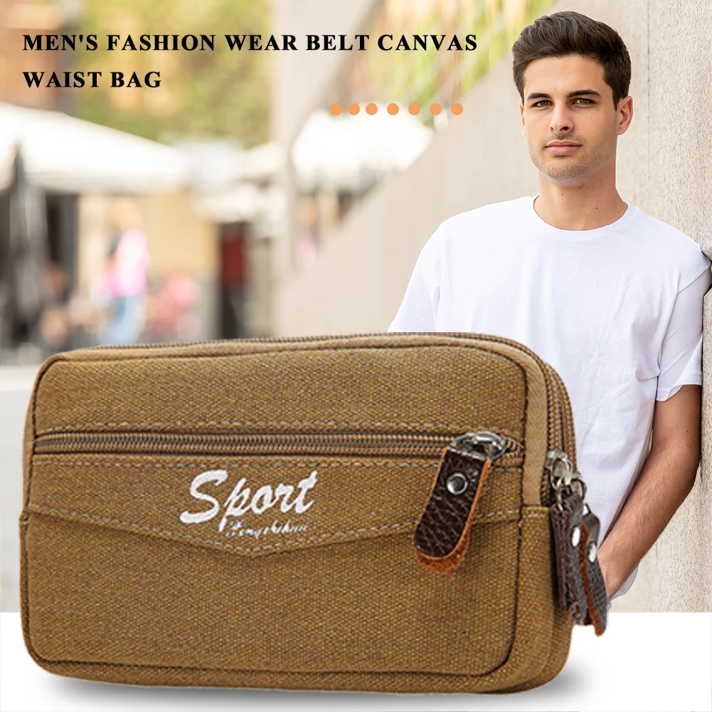 Multi-function Fanny Waist Bag Male Canvas Outdoor Phone Purse Belt Bum Pouches Men Women Card Fashion Bags 2020