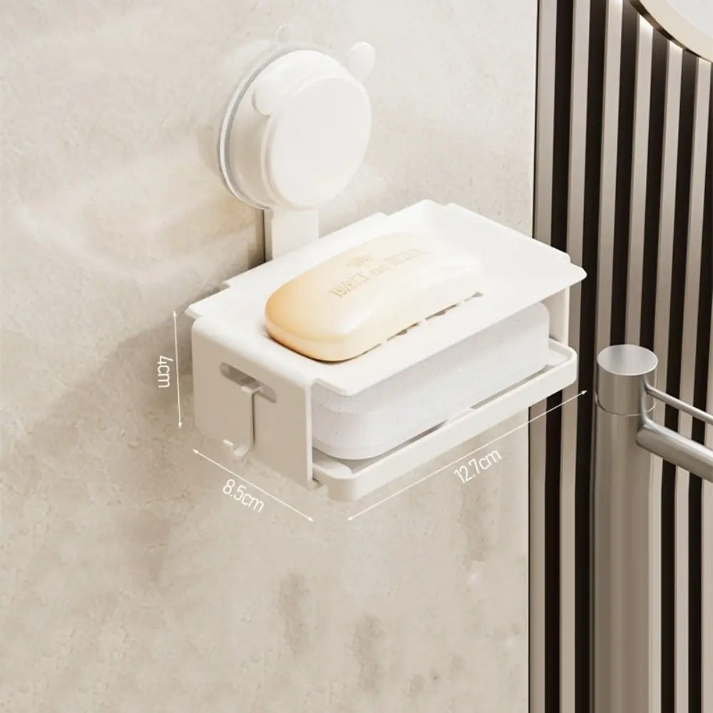 Durable Suction Cup Soap Holder Aluminum Alloy Punch-free Storage Shelf Wall Mounted Soap Rack Kitchen Bathroom Organizer 5