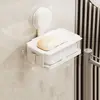 Durable Suction Cup Soap Holder Aluminum Alloy Punch-free Storage Shelf Wall Mounted Soap Rack Kitchen Bathroom Organizer 5