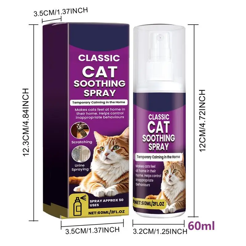 Cat Stress Relief Spray 100ml Scratch Prevention Cat Facial Spray Natural Plant-Based Acts Quickly Calming For
