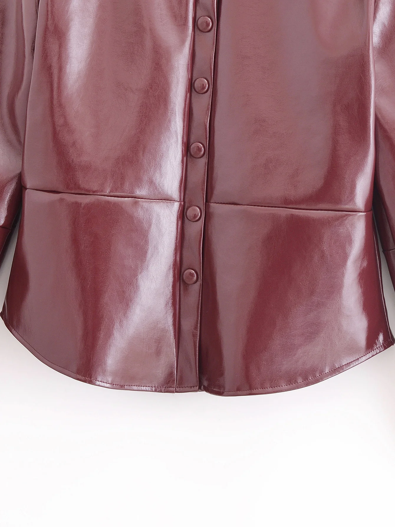 Leather Jackets Women's Shirt Red With Button Long Sleeve Blouses Jackets Coat 2024 inszart Elegant Fashion Outwear Woman Jacket