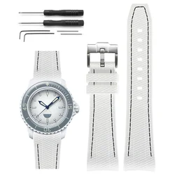 Enhanced Silicone Waterproof Sport Watch Strap for Men - Soft and Durable Wristband Accessory (White - black)
