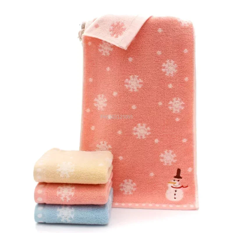 1Pcs Christmas Hand Face Towel Cotton Snowman Washing Cloth  Kitchen Tea Towel Home Towels Bathroom New Year Gift 25x50cm