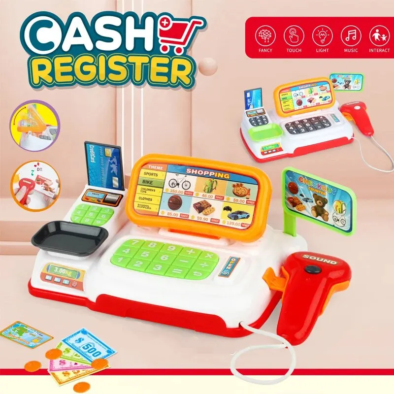 thumbnail image 1 of Caja registradora de supermercado de dibujos animados de simulación, juguete, serie de electrodomésticos, juego para niños, iluminación eléctrica, registro de sonido, 1 of 4