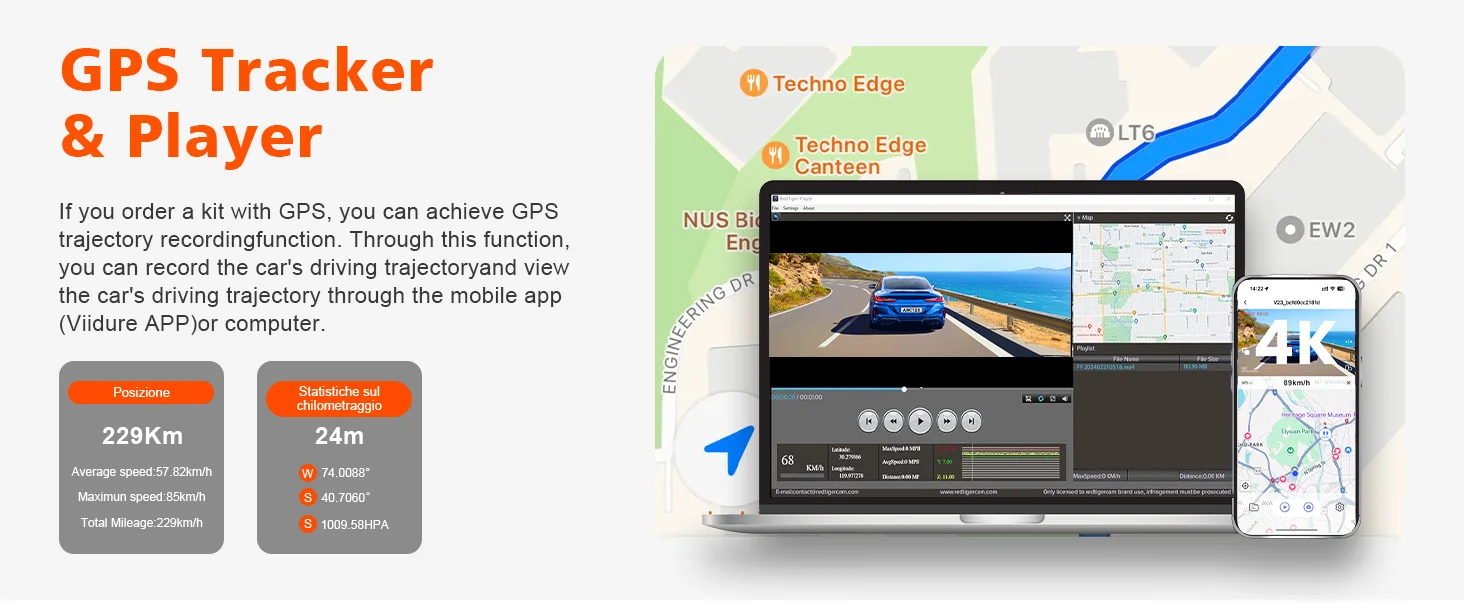 Description Picture 5 of itemMotur 4K UHD Dash Cam WIFI GPS Car DVR Front and Rear Dual Lens Auto Car Recorder with Night Vision G-Sensor 24H Parking Monitor