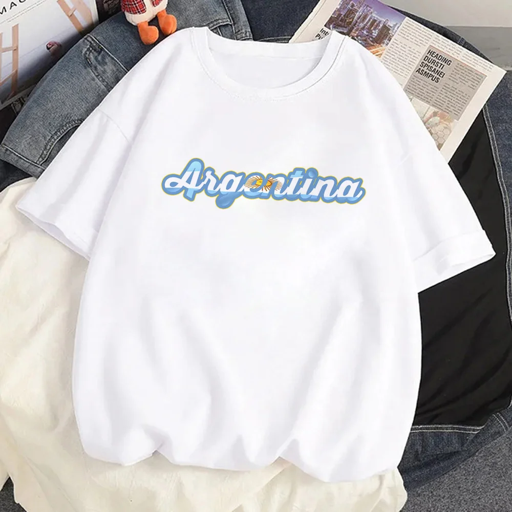 Argentina Flag Tee Women Y2K Streetwear Summer T Shirt Girl Y2K Designer Clothing