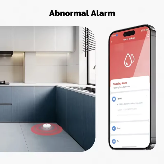 MOES Smart Water Leak Detector, Tuya ZigBee Compatible, Flood & Immersion Sensor, Real-Time Alarm, Smart Life App Notification 5