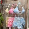 Sexy Bikini Swimsuit for Women Beach Vacation Style Three-Point Mini Dress Slimming Small Chest Ideal for Swimming at Beach