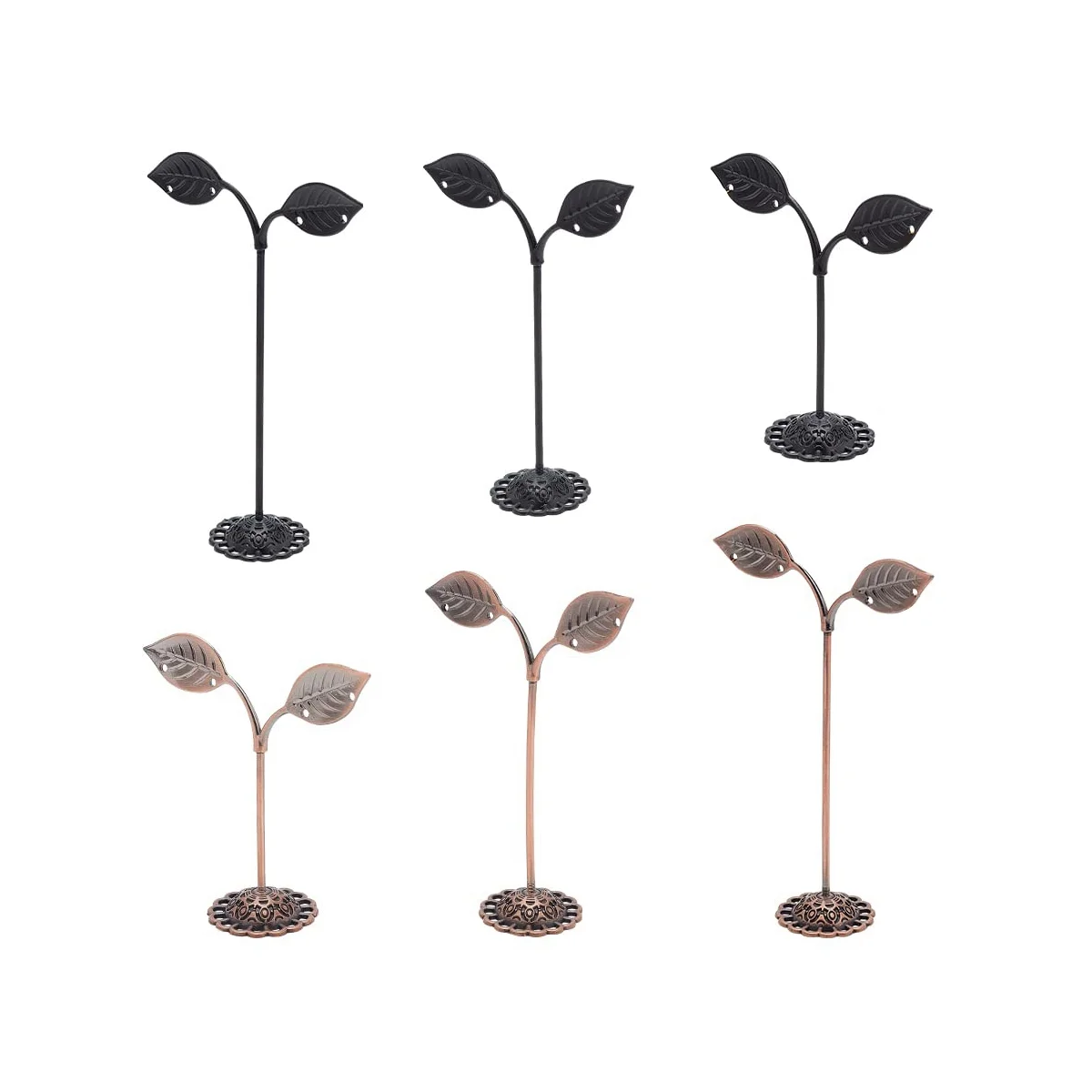 

6Pcs Metal Earring Stand Leaf Shape T Shape Earring Display Stand Jewelry Organizer for Retail Photography Prop