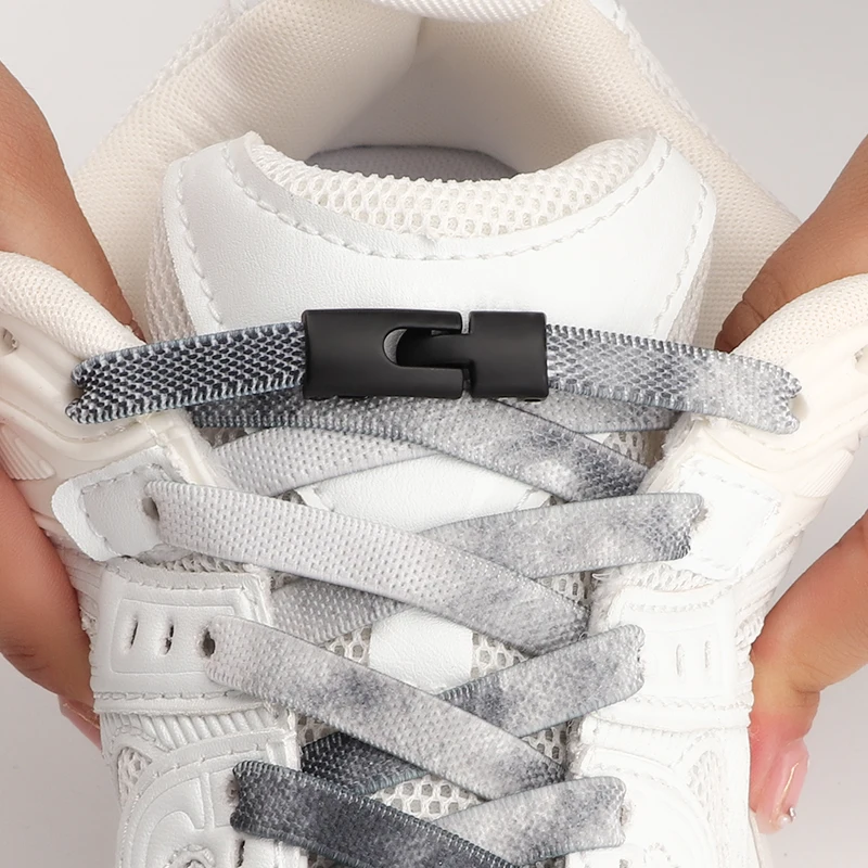 

Rainbow Elastic Sneaker Laces Cross buckle No Tie Shoelaces Adults Kids 8MM Wide Flats Rubber Running Shoelace Shoe Accessories