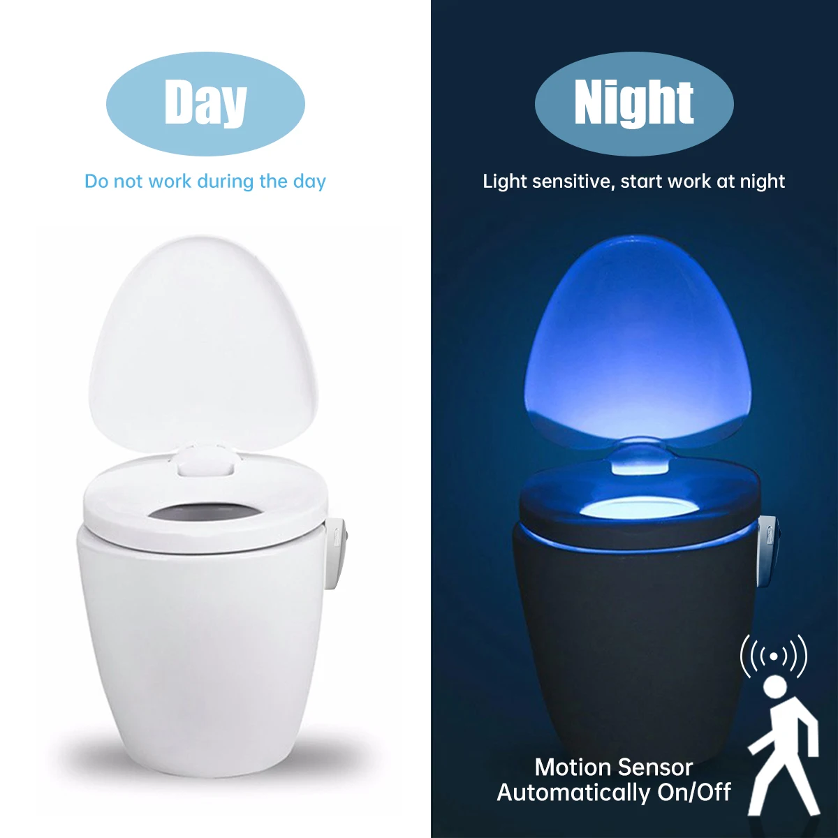 Color Changing Toilet Night Light Motion Sensor LED USB Charging Washroom Smart Light