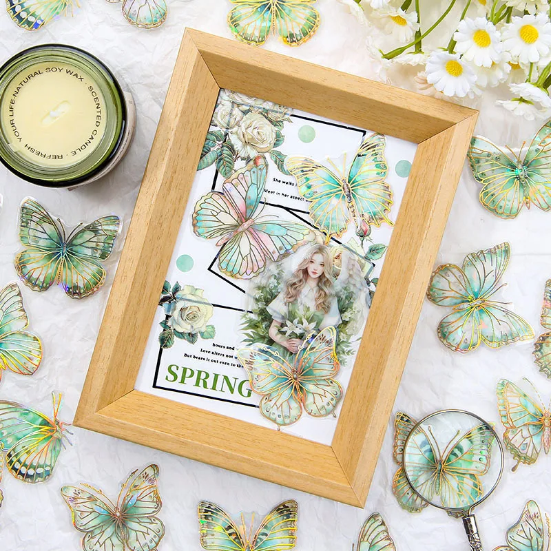 20PCS 빈티지 나비 PVC 스티커와 편지지 한국어 DIY 장식 재료 애완 동물 스티커