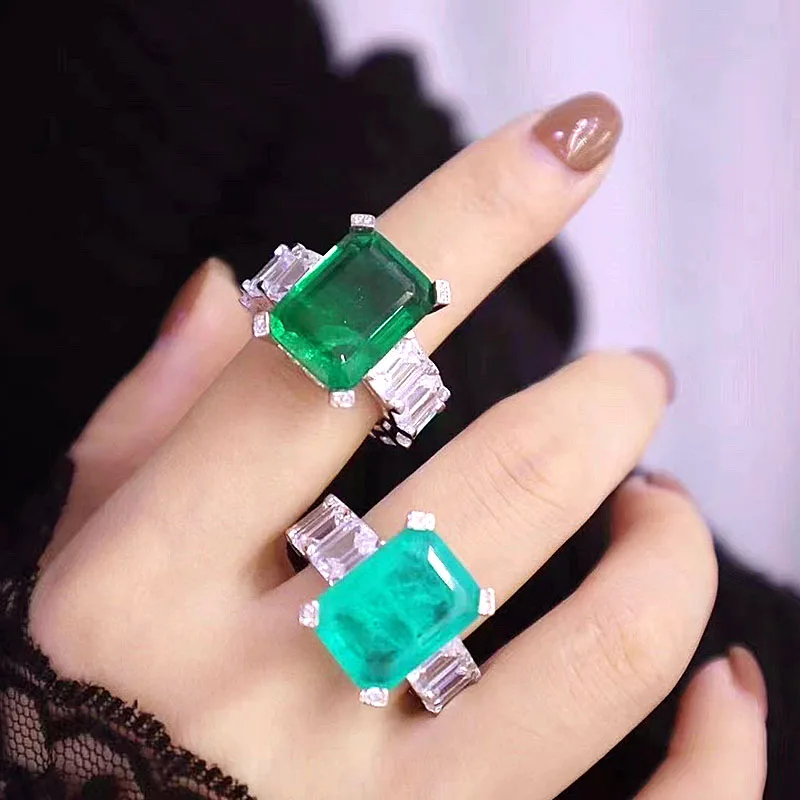 

ZOCA Paraiba Tourmaline Gemstone Ring Emerald 925 Sterling Silver Women Jewelry Luxury Party Wedding Daily Wear