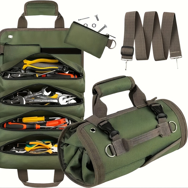 1 portable tool kit - durable Oxford fabric suitable for multi compartment storage by mechanical electricians, carpenters