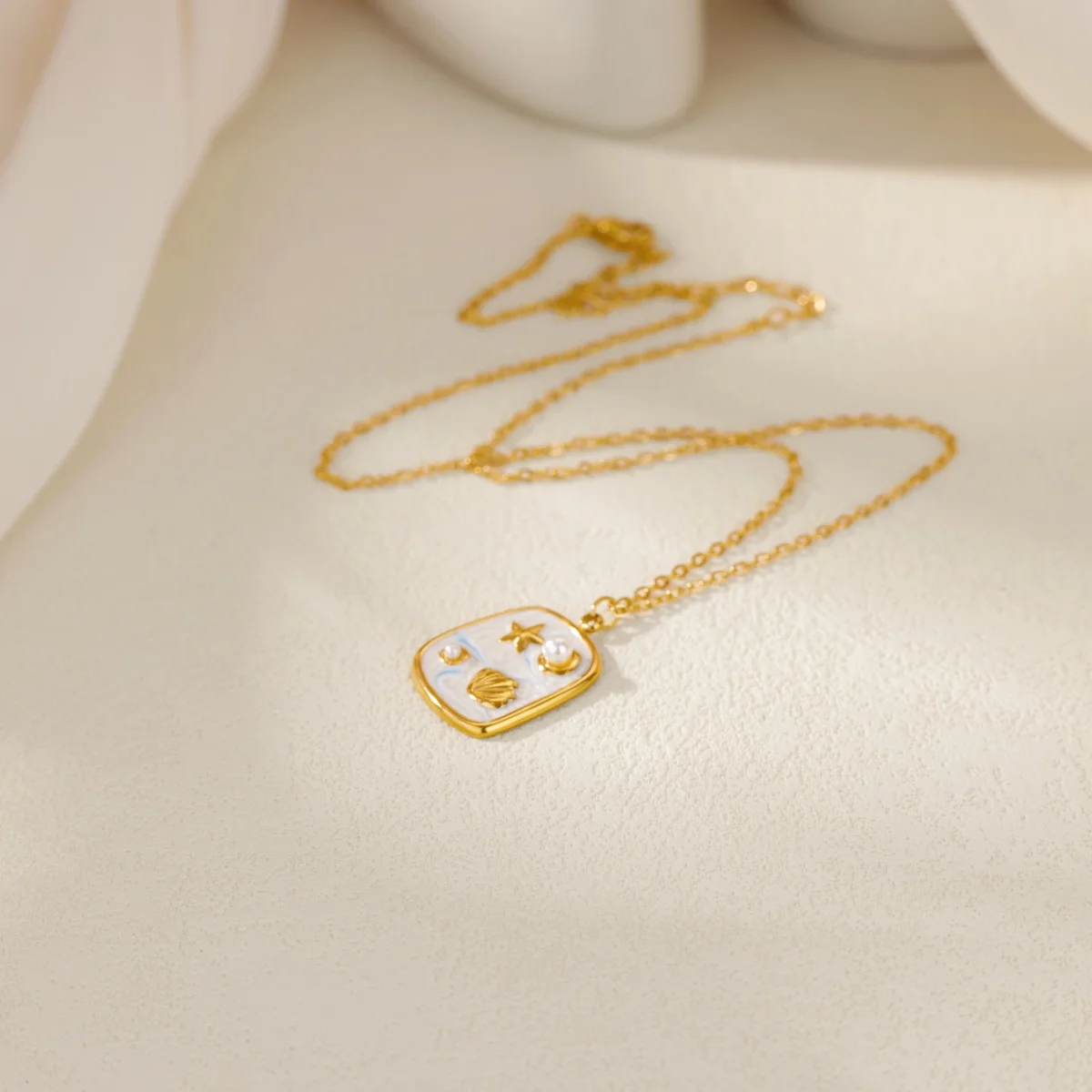 Starfish Shell Necklaces Women Gold Stainless Steel Chain Choker