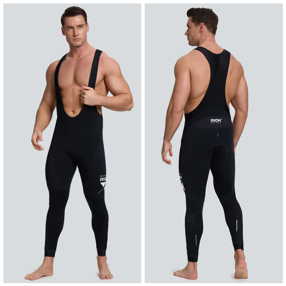 RION Cycling Pants Men Women Winter Thermal Bicycle Trousers MTB Tights Padded Road Bike Bibs Anti-splash Windproof  Bib 7H 8H 2