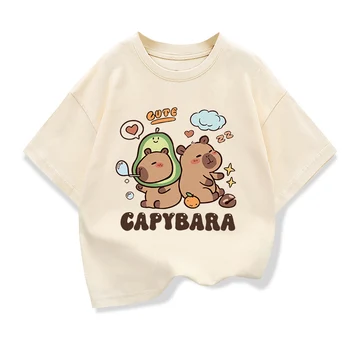 Kids Capybara Printed Cartoon T Shirt for Girls
