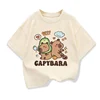 2025 New Kids Shirts Capybara Printed Cartoon T Shirt for Girls Summer Animal Printing Boy T Shirt Tops Tees Children Clothes 1