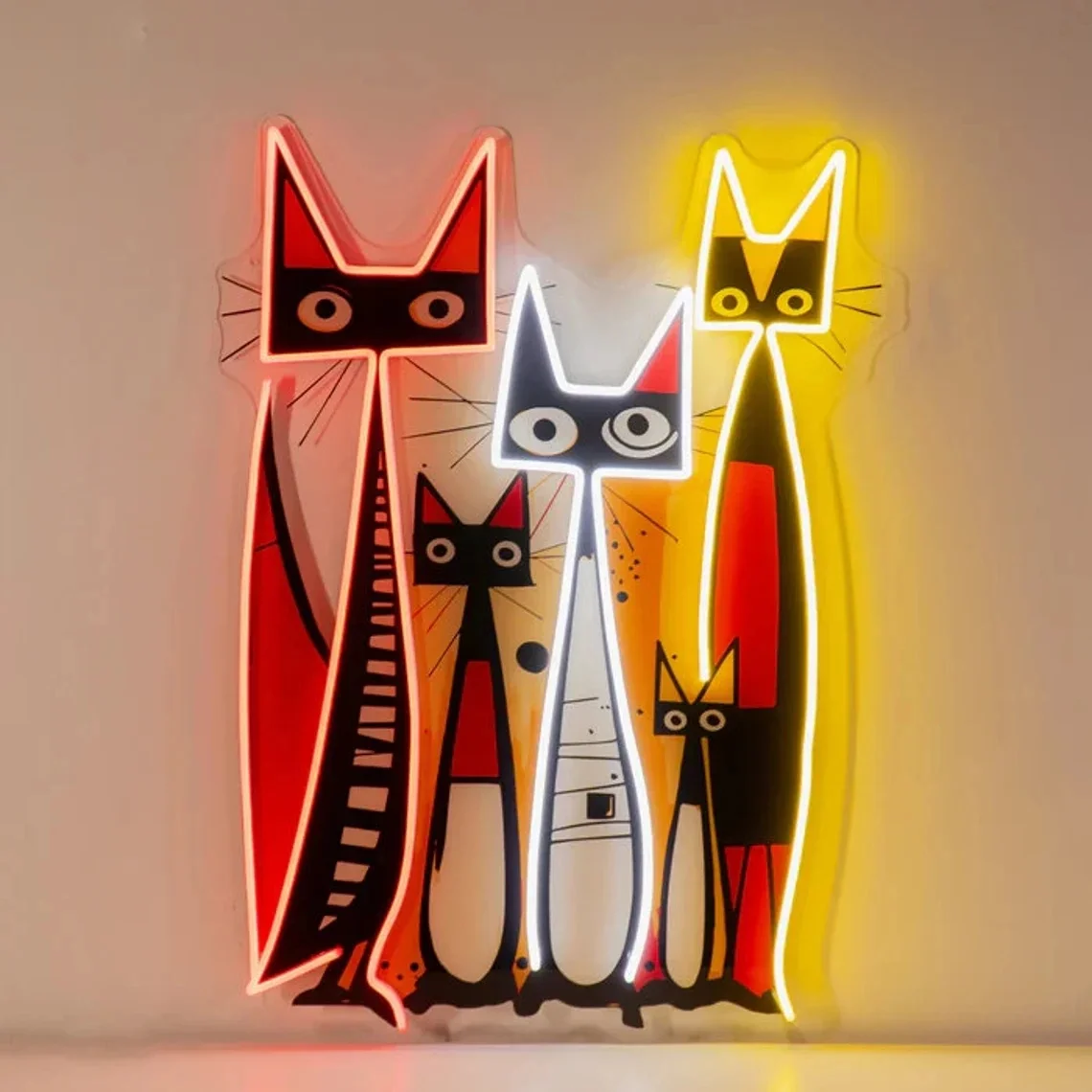 Custom Personalized Picasso Animal Neon Led Light Sign for Couple and Cat Abstract Neon Home Decor House Wall Art Sign for Salon