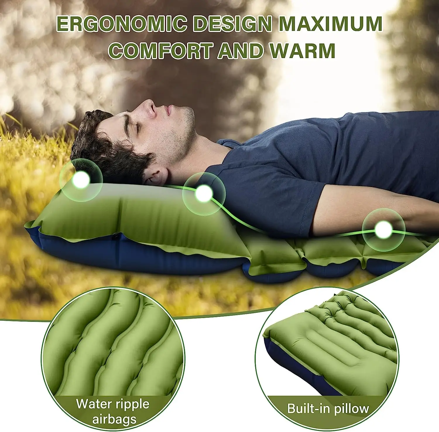 Outdoor camping super thick 4-inch inflatable sleeping mat 3