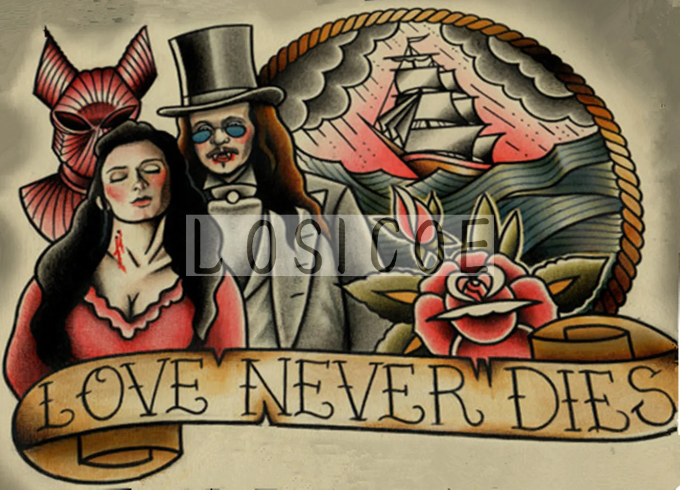 

Дизайнерский плакат с татуировкой, HD печать, картина в ретро-стиле из крафт-бумаги, винтажное настенное искусство, Настенные обои, галерея, украшение для дома, B