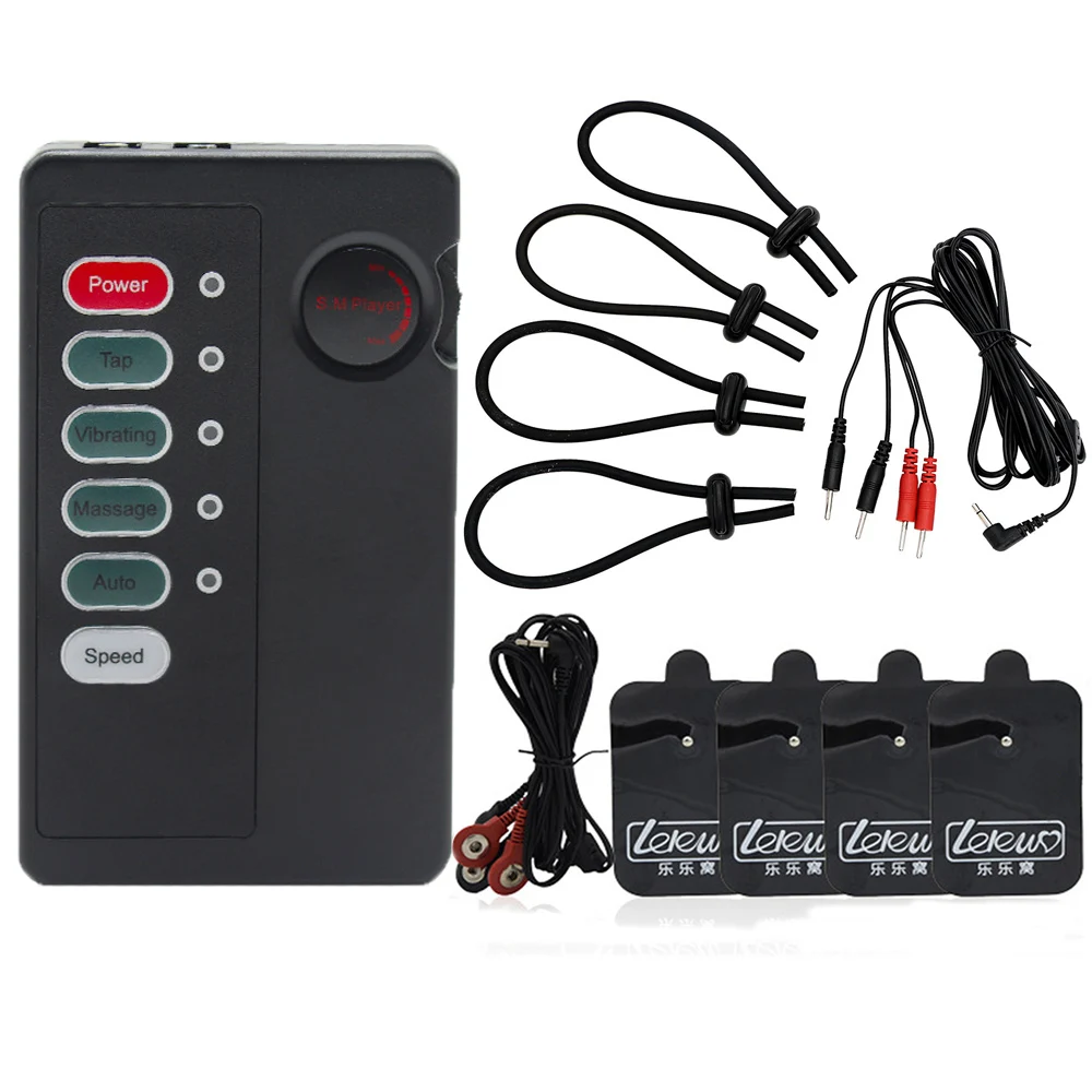 Male Electric Shock Penis Ring Electro Stimulation Therapy Cock Rings Massage Pad Dick Erection Enhancer Sex Tools For Couple