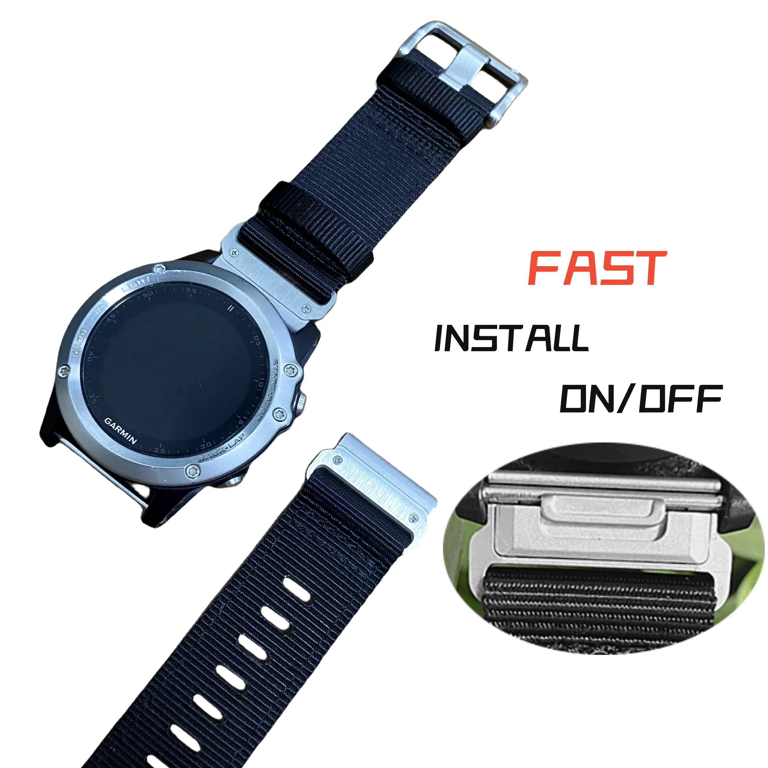 

Runcool 22 26mm Military Tactical Nylon strap for GarminFenix 7XPRO 6X Pro 7X 7 Pro Instinct Quick Release strap