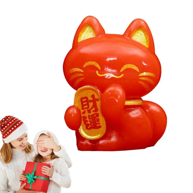 Lucky Fortune Cat Cute Wealth Cat Figurine Da Collezione Fortune Decor Ornamenti Lucky Cat Mini Figure Collection Maneki Neko Feng