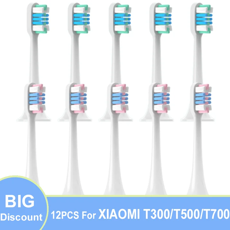 10/12pcs Replacement for XIAOMI T300/500/700 Brush Heads Sonic Electric Toothbrush DuPont Soft Bristle Nozzles Vacuum Packaging tpu filament 95a tpu filament 1 75mm dimensional accuracy 0 03 flexible soft 3d printer filament 500g spool vacuum packaging