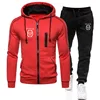 Mens Tracksuits Casual Sweatpants Print Zipper Hooded Sweatshirt Fashion Versatile Jacket Coat Outdoors Jogging Sports Clothing 4