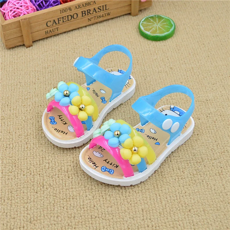 2022 new girls' sandals summer plastic season 2-7Y girls children's beach shoes Korean version flower sandals baby soft bottom