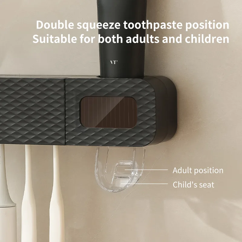1 smart toothbrush rack wall mounted 3-slot toothbrush intelligent drying rack, toothpaste dispenser, household daily necessitie 2
