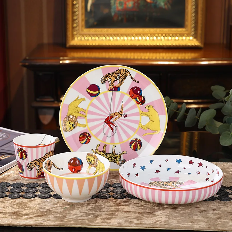 

Circus Troup Children's Tableware, Dinner Plates, Bowls, Dishes, Water Cup, Soup Pot, Home Kitchen, Children's Birthday Day Gift