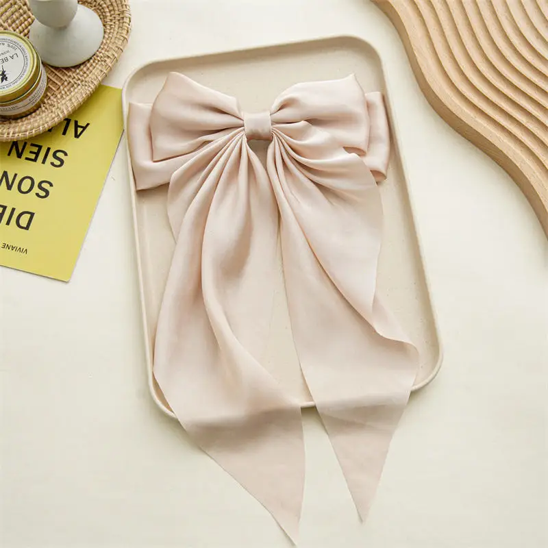 Elegant Satin Ribbon Bows Hair Clips - Trendy Hair Accessories