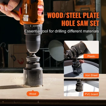 VEVOR Hole Saw Kit 11/18 PCS Saw Blades 1 Hex Wrench Bi Metal M42 Hole Saw Set with Carrying Case General Purpose Size 6