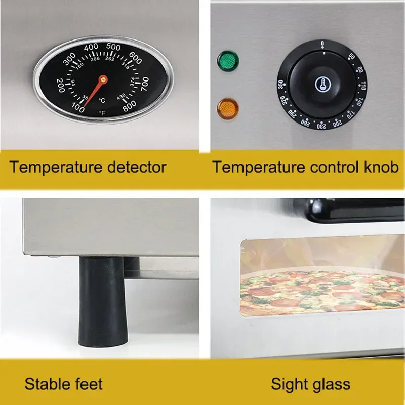 1800W Portable Pizza Oven Desktop Electric Pizza Machine Outdoor Pizza Oven Stainless Steel 2