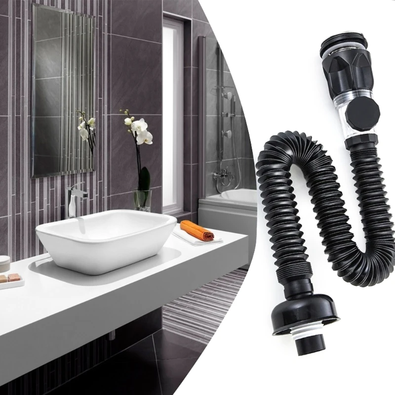 Space Saving Sink Drainer with Hair Filter Plug Hassle Frees Washbasin Drainer Vertical/Side Installation for Household