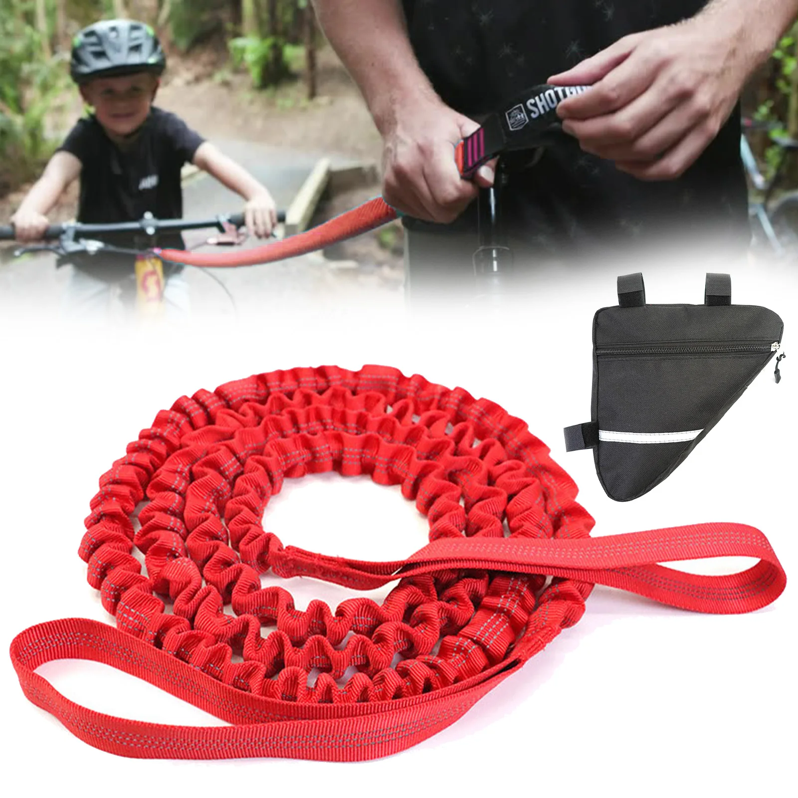 New Bicycle Elastic Leash Belt Nylon Traction Rope Parent-Child MTB Bike Towing Rope Kid Ebike Safety Equipment Outdoor Tool