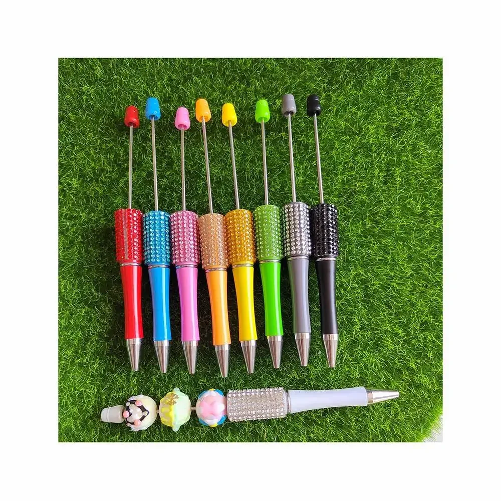 

30pcs Rhinestone Diamond Beaded Ballpoint Pen Plastic Gel Pen Beadable Pen DIY Gift School Office Writing Supplies Stationery