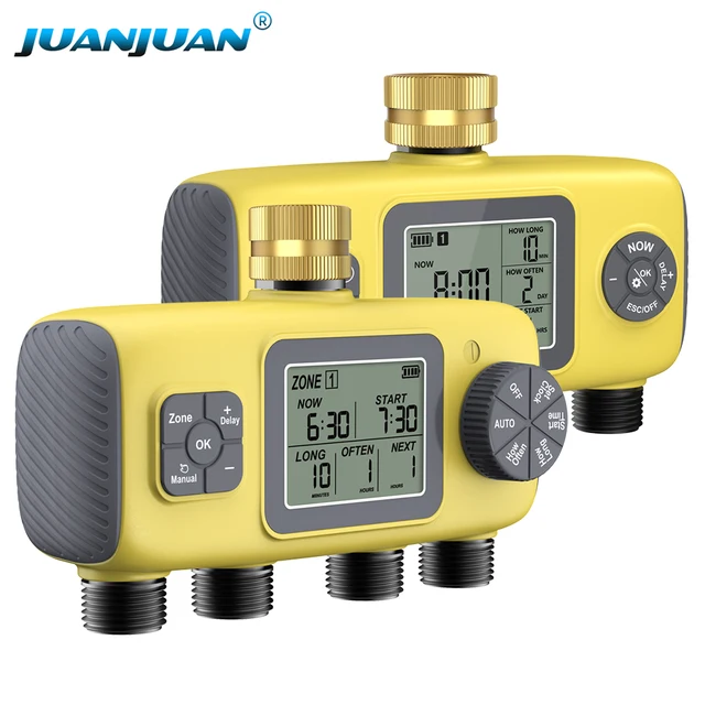 Digital Water Timer 4-Outlet Garden Irrigation Timer Rainwater Sensing Irrigation Watering System Precision Timing Controller 1