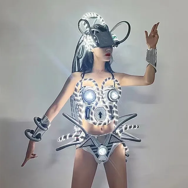 

Ночной клуб Gogo, танцевальный сценический костюм, косплей, технология чувства, светодиодные топы, шорты, головной убор, аксессуар