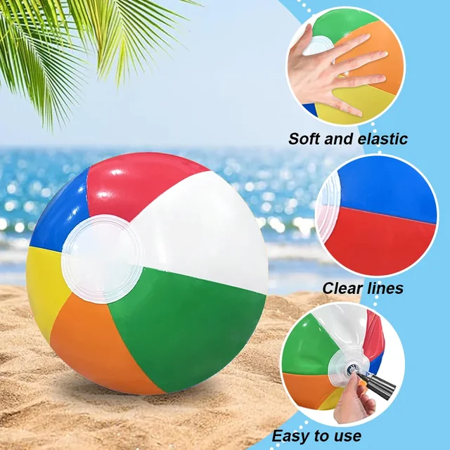 12pcs Colorful Beach Balls PVC Inflatable Beach Ball for Summer Party Pool Games Fun Beach Accessories 3