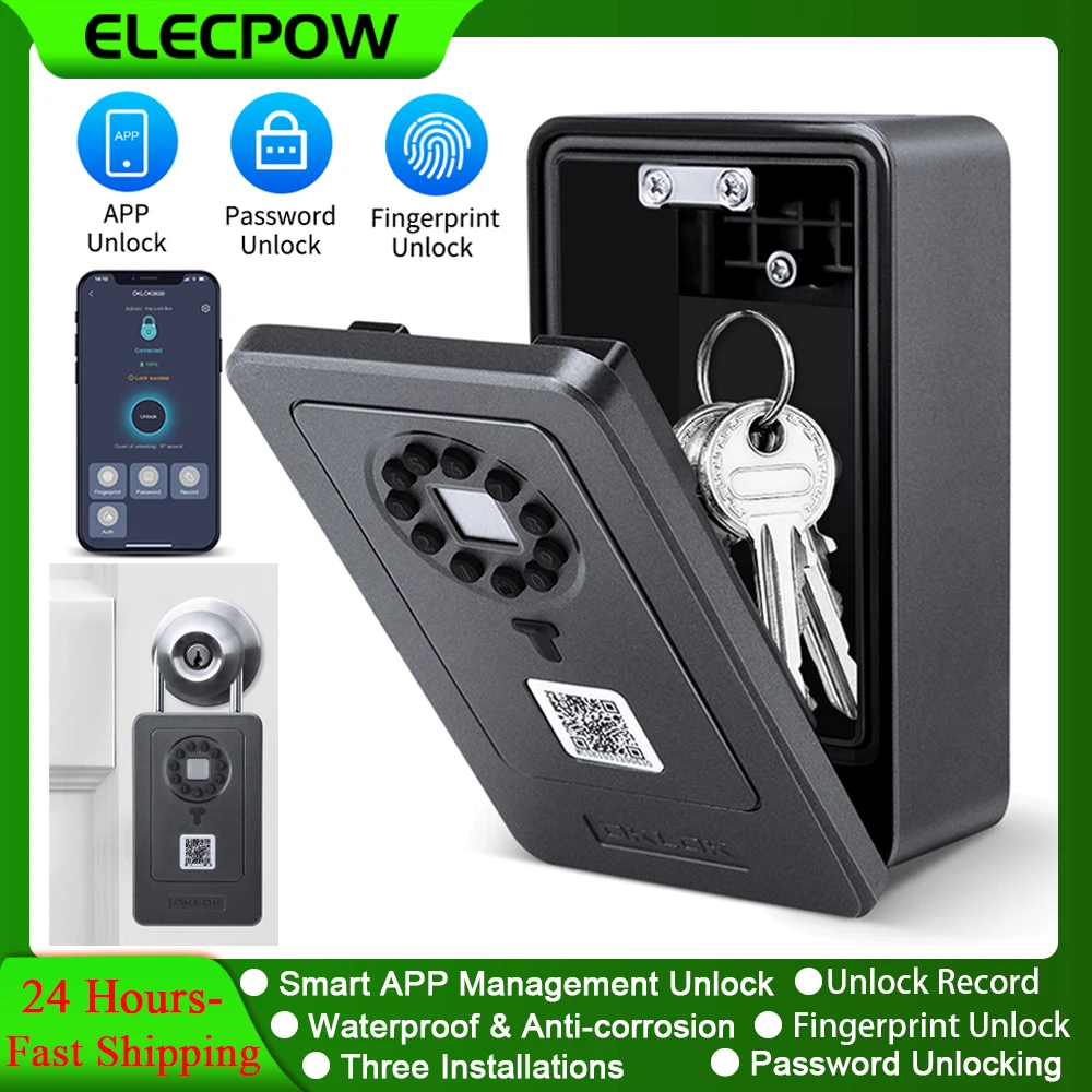 elecpow-smart-key-box-fingerprint-password-safe-deposit-box-wall-mounted-lockbox-bluetooth-connection-works-with-oklok-app