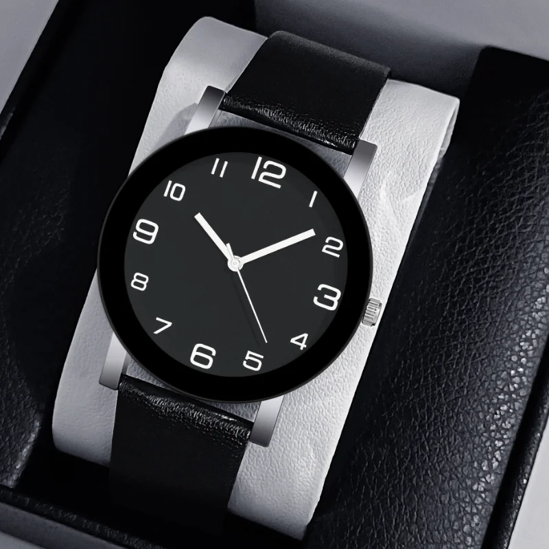 

New Watches for Mens Leisure Simple Digital Watch Men's Leather Quartz Casual Men Wristwatch Ladies Clock Relogio Mujer