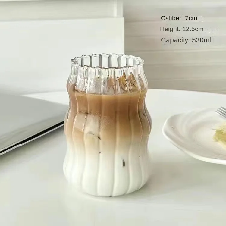 500ml Stylish Cloud Design Glass Coffee Cup with Spiral Straw Elegant Milk Tea Cup with High Borosilicate Glass