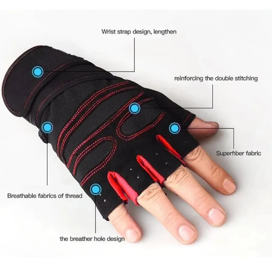 WeightLifting Gym Workout Gloves with Wrist Wrap Support, Full Palm Protection, for Training, Fitness, Hanging, Pull ups