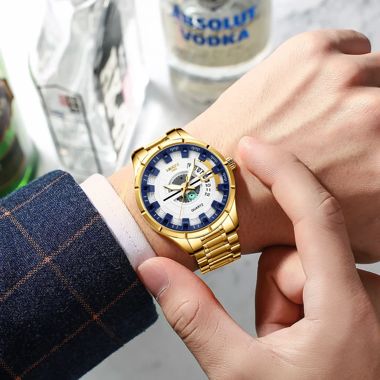 NIBOSI Mens Watches Top Brand Luxury Wristwatch Date Simple Quartz Watch Men Sport Military Waterproof Clock Relogio Masculino