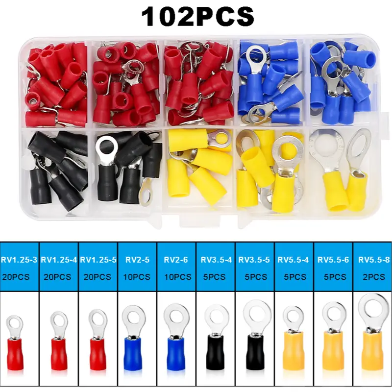 Insulated Cable Connector Electrical Wire Crimp Spade Butt Ring Fork Set Ring Electric Crimp lugs Rolled Terminals Assorted Kit - Image 14