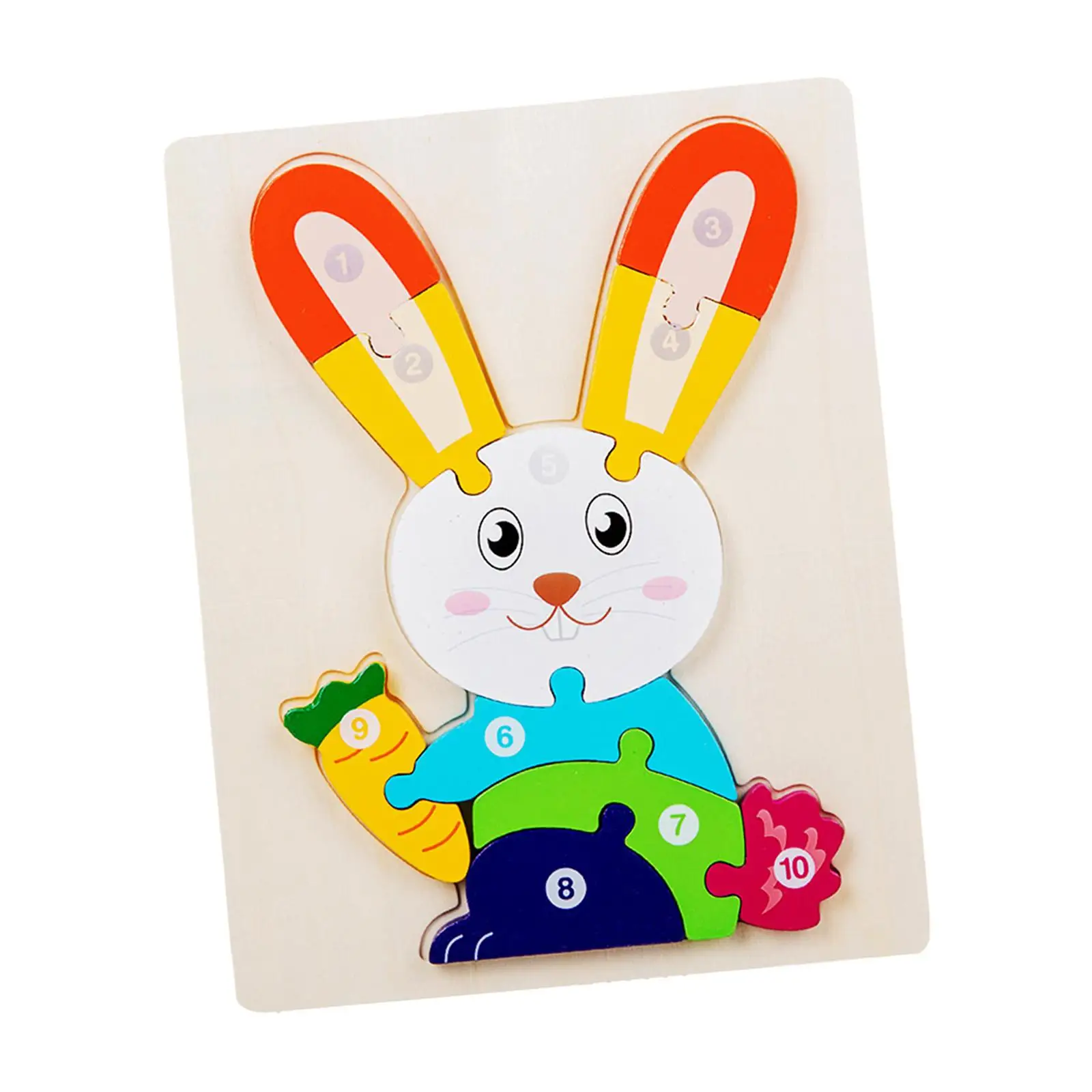 

Montessori Toy Wooden Jigsaw Puzzle Educational Numbered Puzzles Fine Motor Skills Rabbit Shape for Preshcool Toddlers Kids